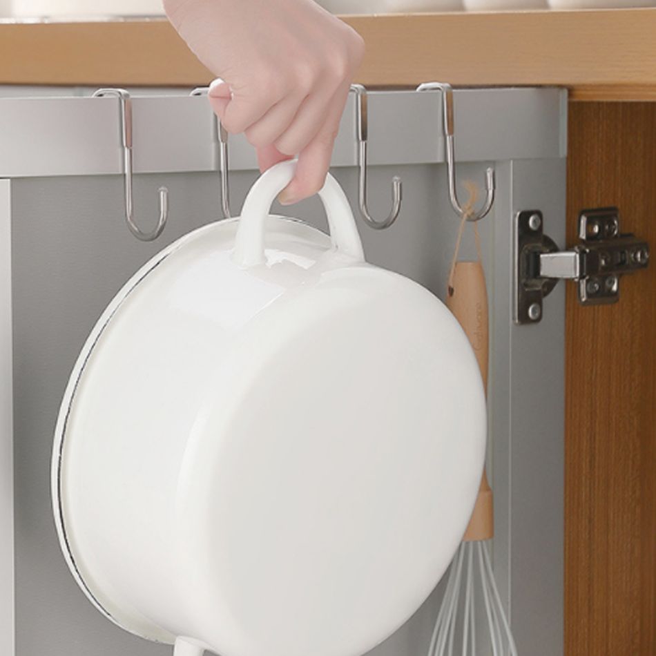 Stainless Steel Hooks S Shape Back Door Clothes Bag Hook Kitchen Cupboard Sundries Organizer Kitchen Storage Racks Holder Silver big image 4