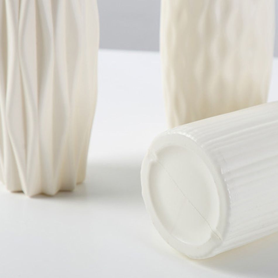 Ceramic Look White Plastic Flower Vase Geometric Style Unbreakable Decor Vase for Flower Home Office Table Decor White big image 8