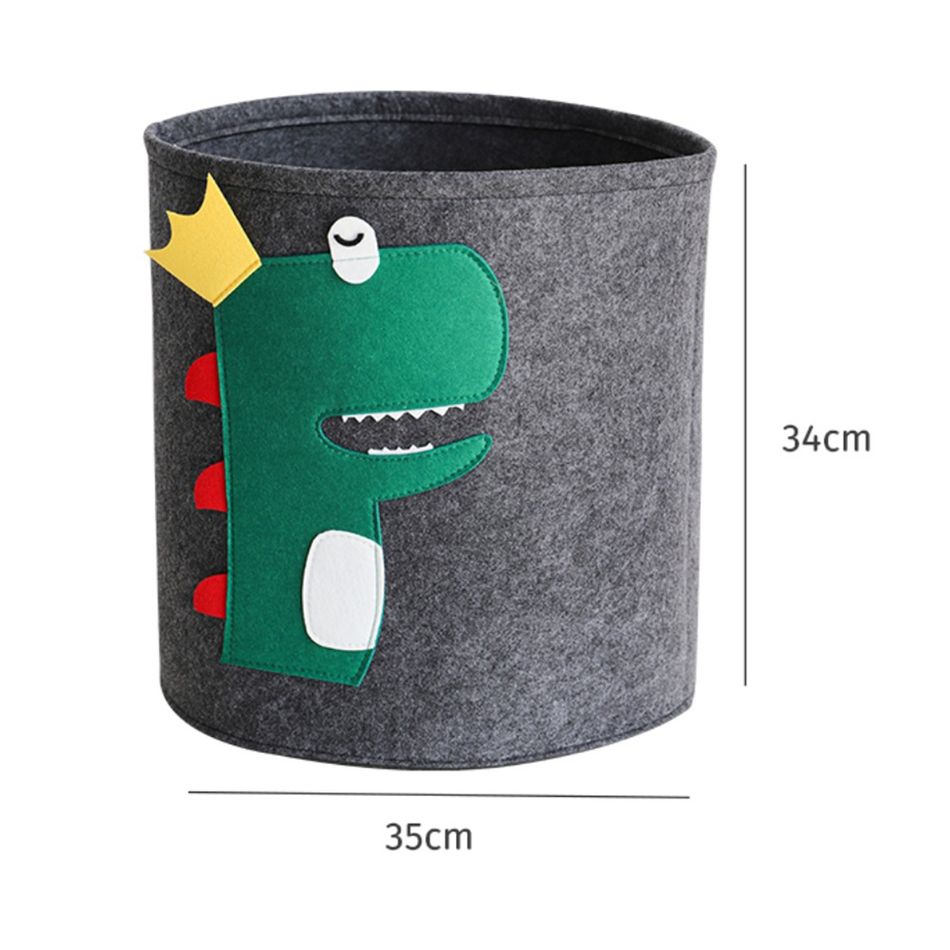 Foldable Laundry Basket Cute Cartoon Thick Felt Storage Bucket for Dirty Clothes Toys Organizer Green big image 1