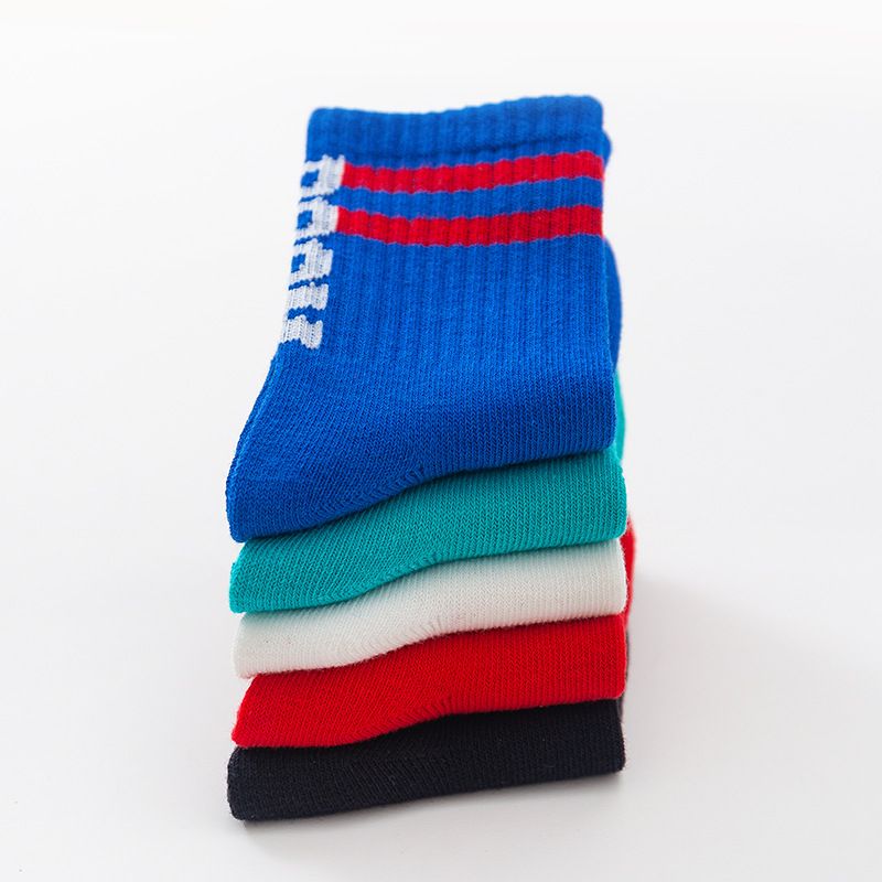 5-pack Multi Color Letter Print Athleisure Socks for Toddlers / Kids Multi-color