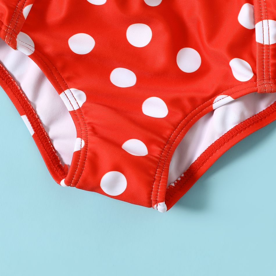 Baby Girl Allover Polka Dot Print Cut Out One-Piece Swimsuit Red