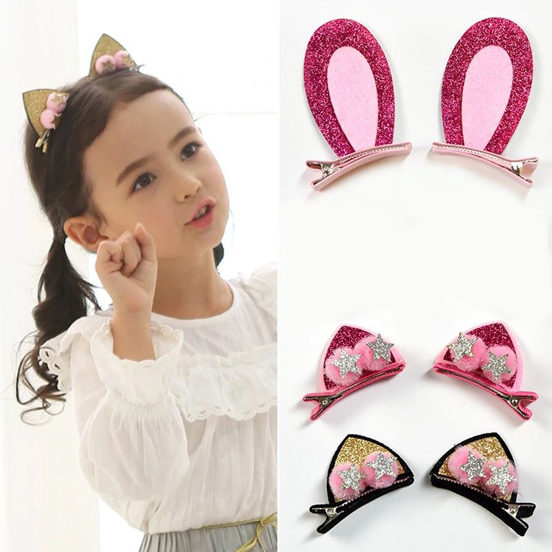 4-pack Sequin Animal Ears Bunny Ears Hair Clip Hair Accessories for Girls Pink big image 7