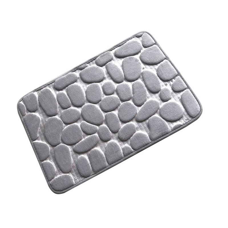 Cobblestone Bathroom Mat Non-slip Soft Absorbent Carpet Washable Bathroom Rugs for Kitchen Ground Bathroom Doorway Grey