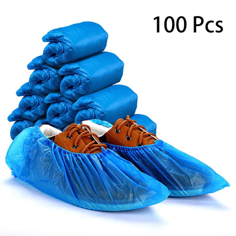 100-pack Disposable Shoe Covers Non-slip Dust-proof Waterproof Durable Shoe Protectors Covers One Size Fits All Navy big image 2
