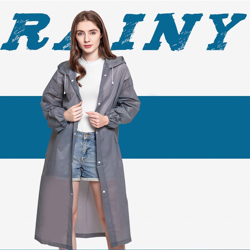 Adults Rain Ponchos Reusable Long Waterproof Raincoats with Hood White big image 2