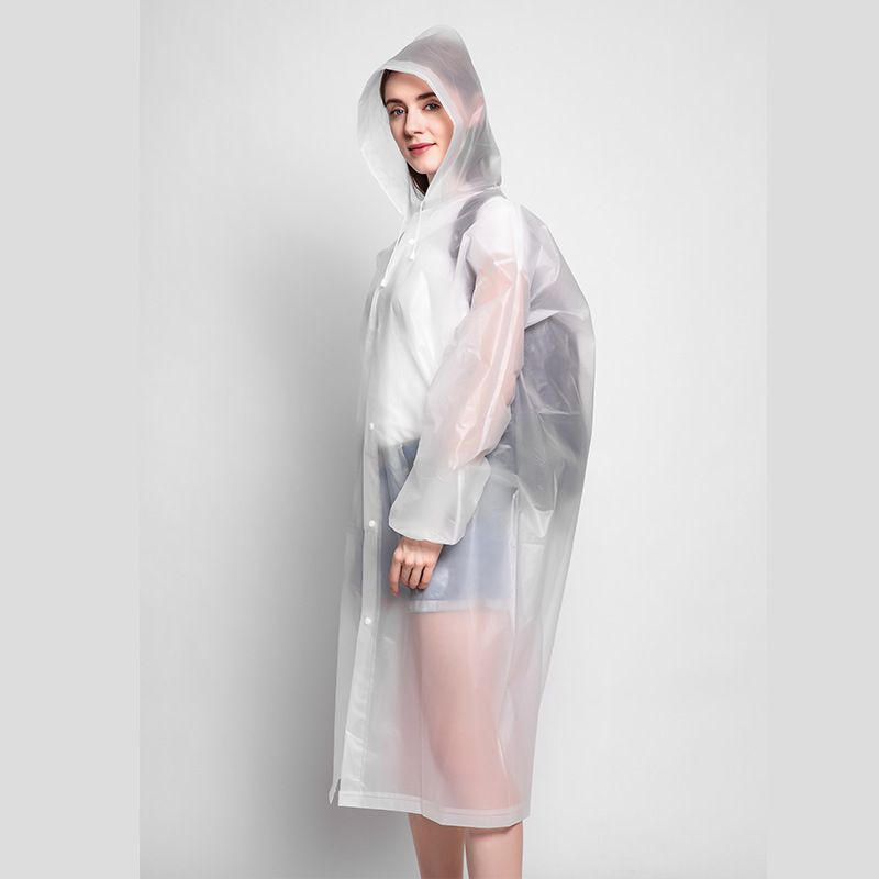 Adults Rain Ponchos Reusable Long Waterproof Raincoats with Hood White big image 3
