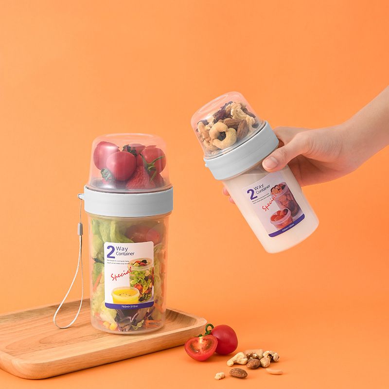 Double-layer Transparent Sealed Box Leak-Proof Food Storage Plastic Containers for Nuts Grains Fruit Snack White big image 3