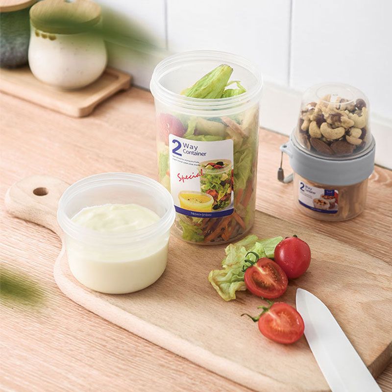 Double-layer Transparent Sealed Box Leak-Proof Food Storage Plastic Containers for Nuts Grains Fruit Snack White big image 11