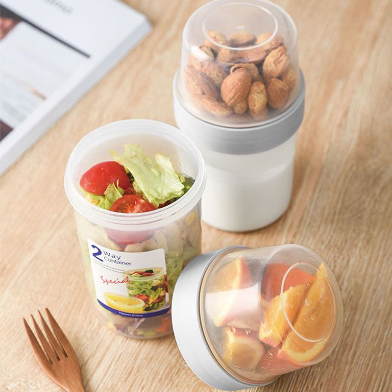 contenitori di plastica a tenuta stagna per alimenti a tenuta stagna a doppio strato per frutta a guscio, cereali, snack Bianco big image 12