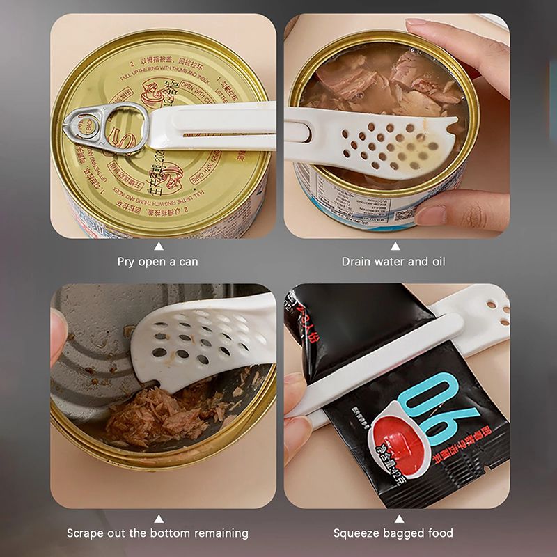 Multifunction Can Opener with Portable Spoon Household Kitchen Bar Tools Accessories Jar Opener White big image 1
