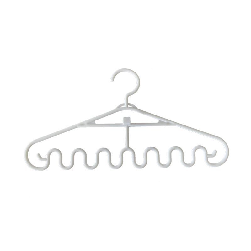 3-pack Wave Hangers Non-Slip Plastic Multifunction Hanging Drying Rack for Ties Scarfs Clothes Bags White