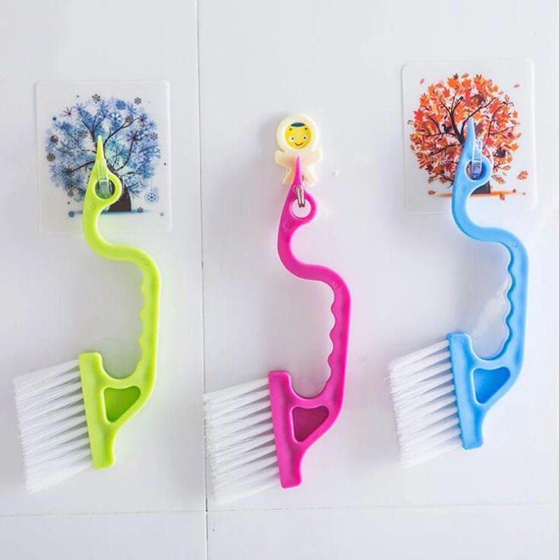 2-pack Hand-held Groove Gap Cleaning Brushes Door Window Track Dustpan Cleaning Brushes Tools Green