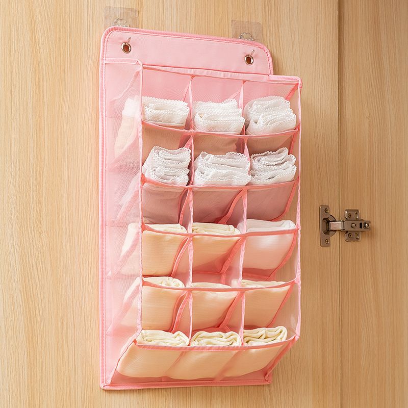 Hanging Closet Organizer Shelves Punch-free for Underwear Clothes Storage Pink