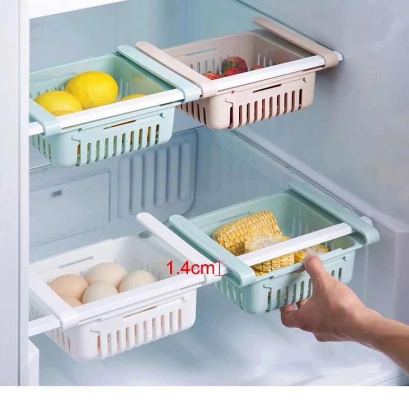 Retractable Fridge Drawer Organizer Pull-out Refrigerator Drawer Organizer Bins Fridge Accessories White big image 4