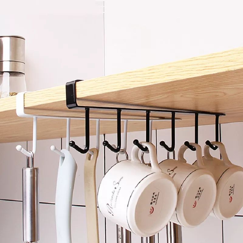 Mug Rack Hooks Under Cabinet Multifunction Nail Free Display Hanging Cups Drying Hook for Bar Kitchen Utensils White big image 7