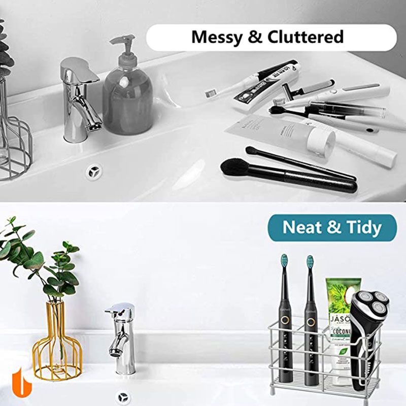 Stainless Steel Toothbrush Holder Toothpaste Holder Durable Bathroom Stand Bathroom Accessories Organizer Black big image 3