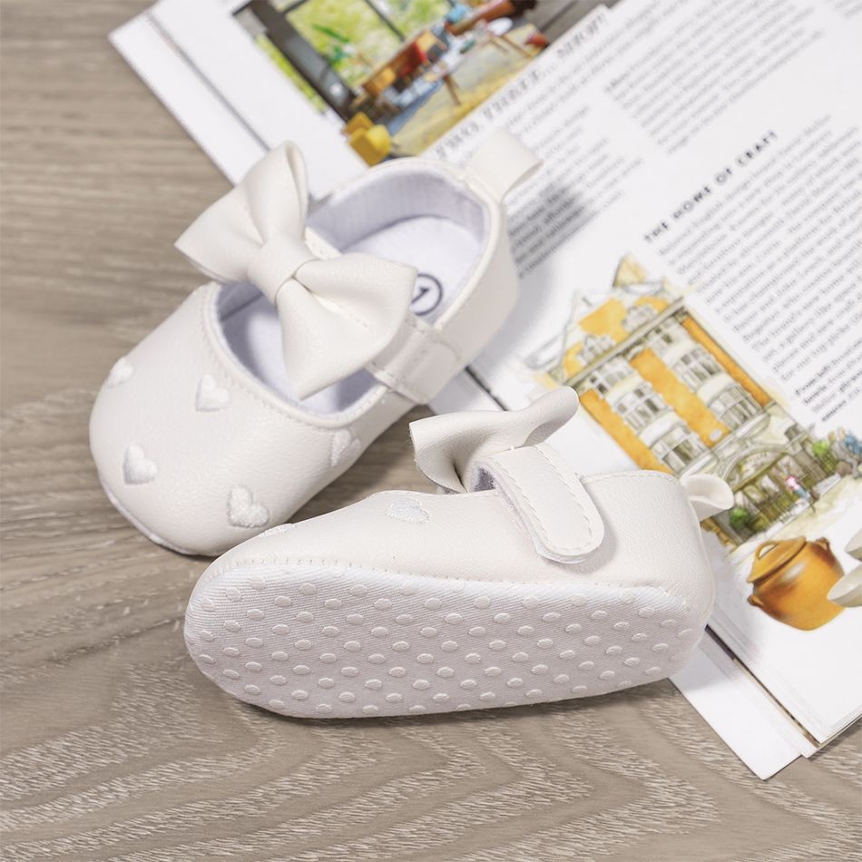 Baby / Toddler Solid Love Bowknot Prewalker Shoes White big image 5