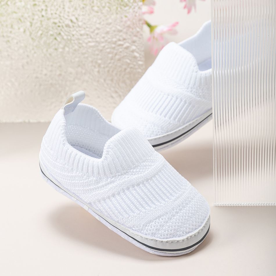 Baby / Toddler Stripe Heart Graphic Breathable Slip-on Prewalker Shoes White big image 2