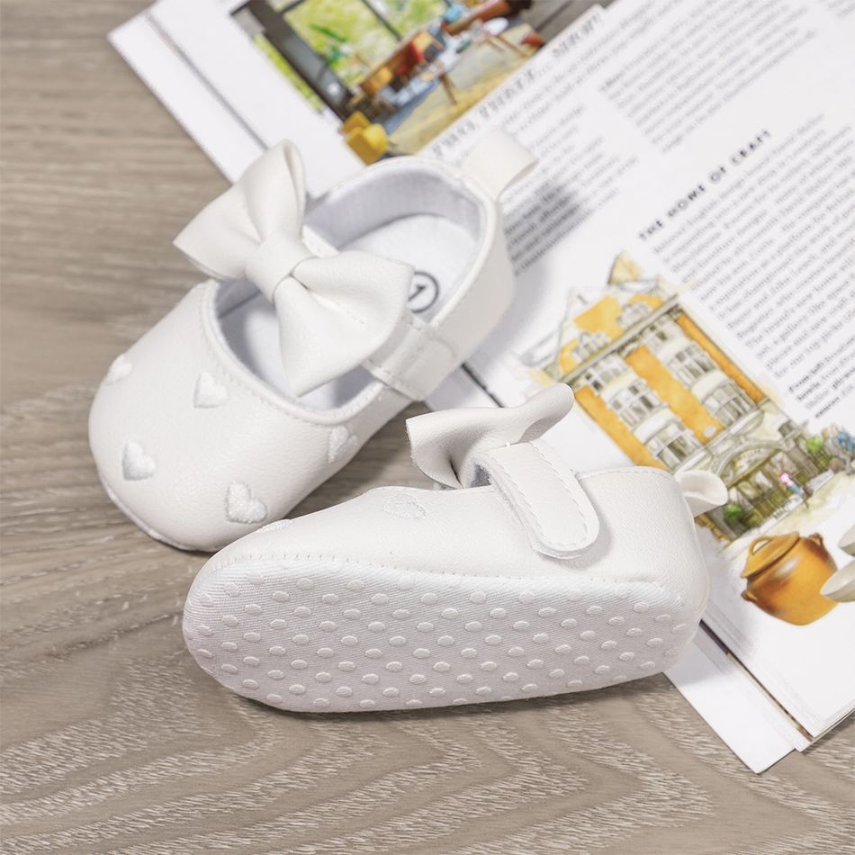 Baby / Toddler Bow Decor Heart Graphic Prewalker Shoes White big image 4