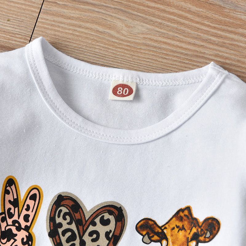 2 Stück Kleinkinder Mädchen Ausgestellter Kragen Süß Kuh-Muster T-Shirt-Sets weiß big image 2