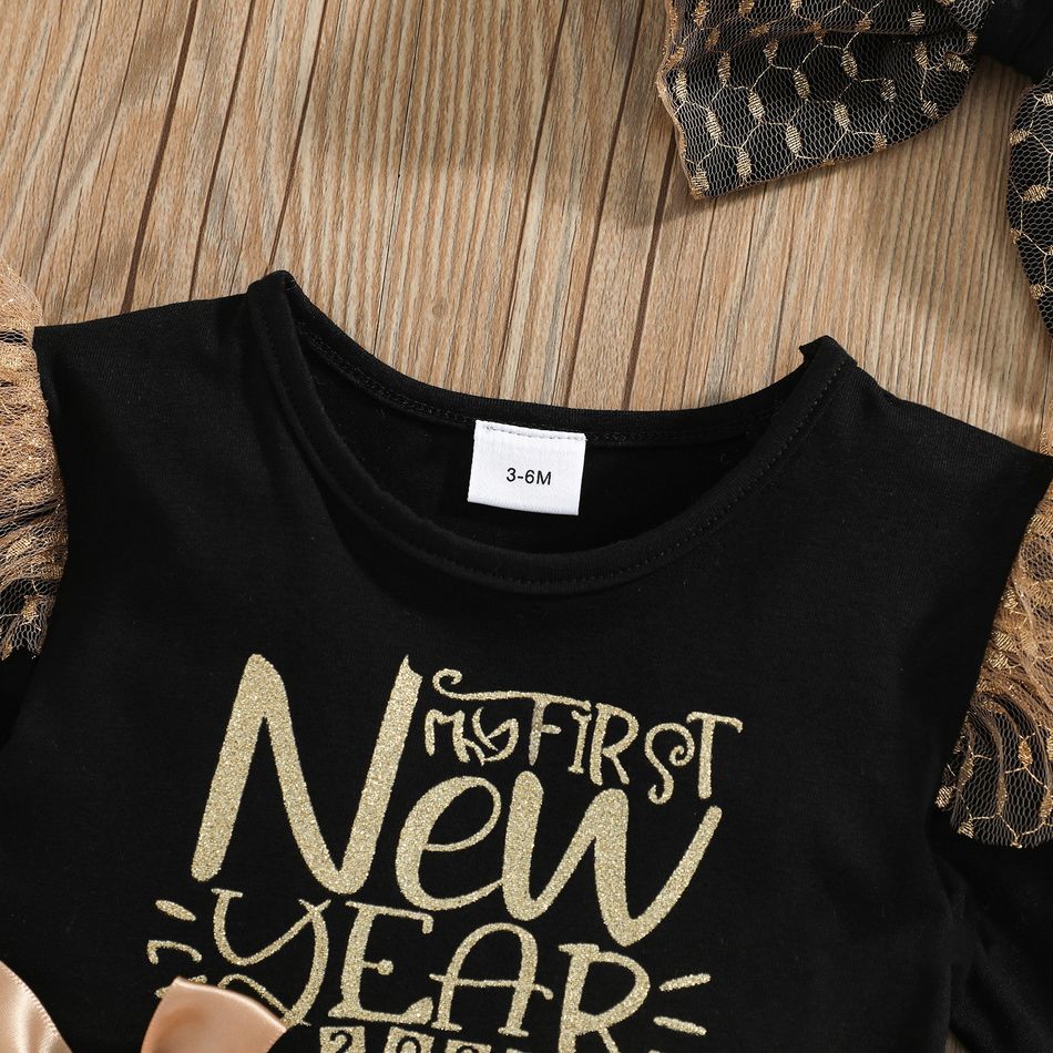 Ano Novo 2 unidades Bebé Hipertátil/3D Bonito Manga comprida Vestidos Preto big image 3