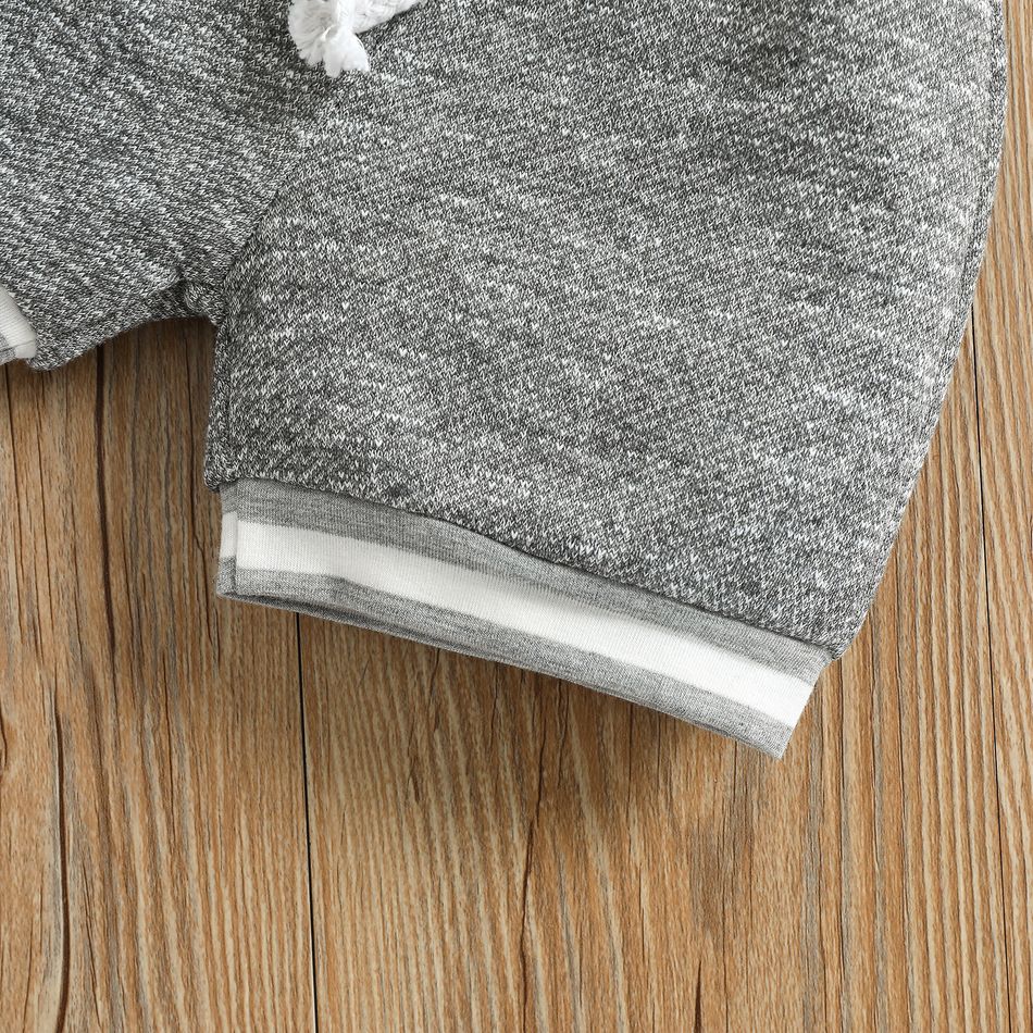 100% Cotton 2pcs Baby Boy/Girl Striped Sleeveless Tank Top and Shorts Set Dark Grey big image 6