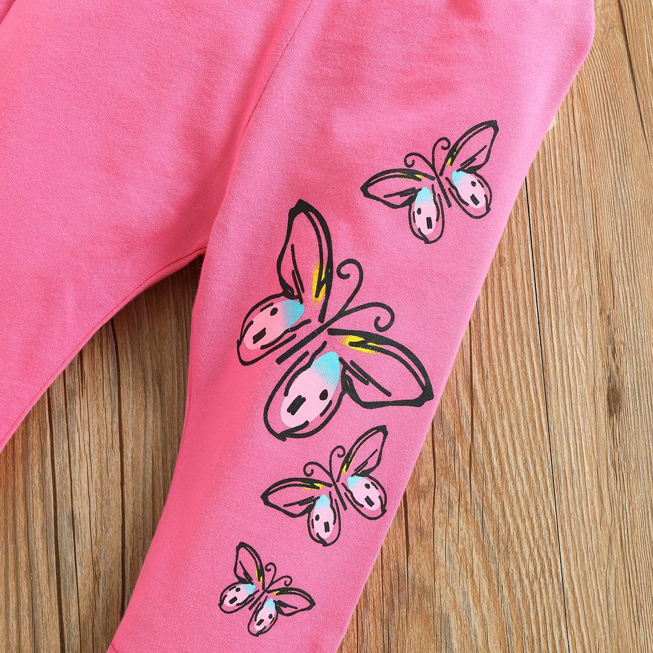 2 unidades Bebé Menina Com capuz Borboleta Casual Conjunto para bebé Rosado big image 5