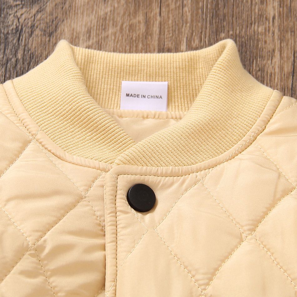 Toddler Boy Textured Button Design Khaki Padded Coat Khaki big image 4