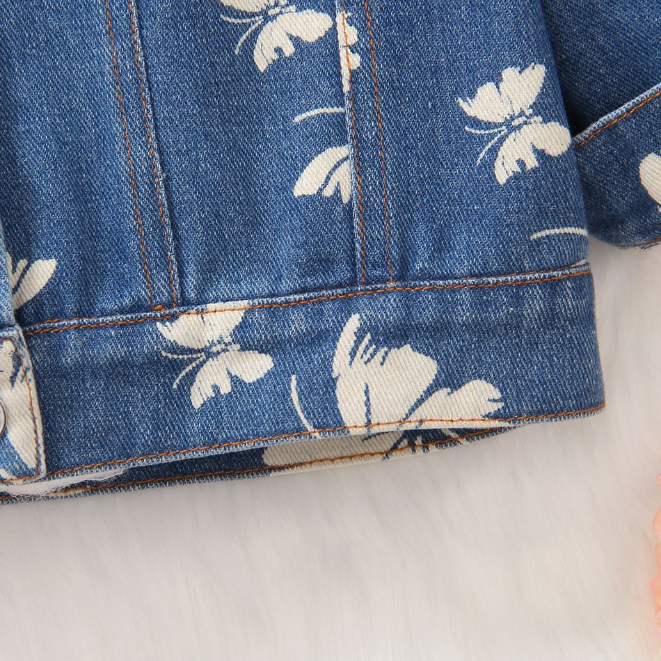 Toddler Boy/Girl Trendy Denim Lapel Collar Floral Print Jacket Light Blue big image 10