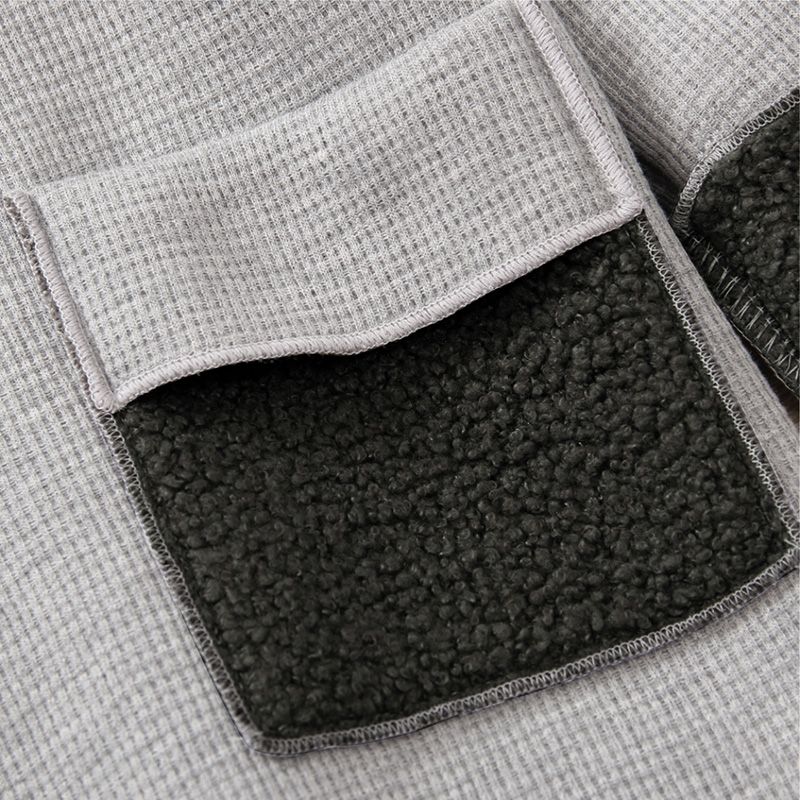 Toddler Boy Fleece Pocket Design Grey Hooded Jacket Coat Light Grey big image 3