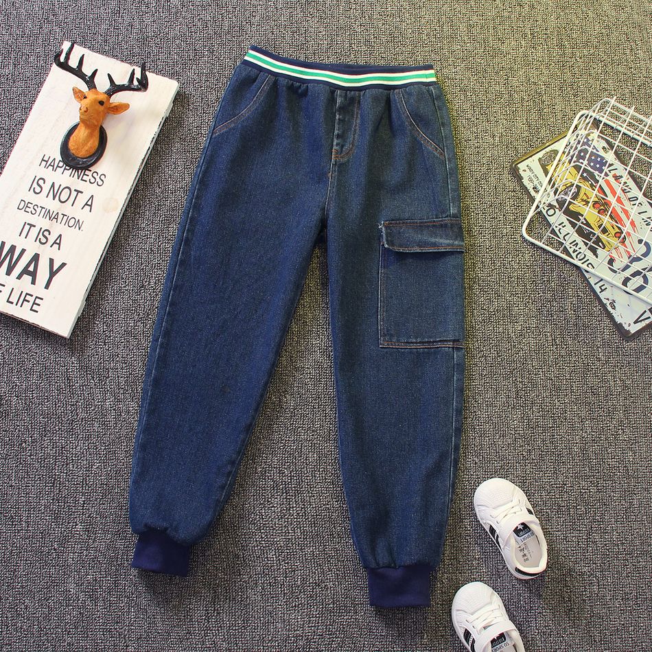 بنطلون جينز مرن بتصميم جيب رضيع الضوء الأزرق