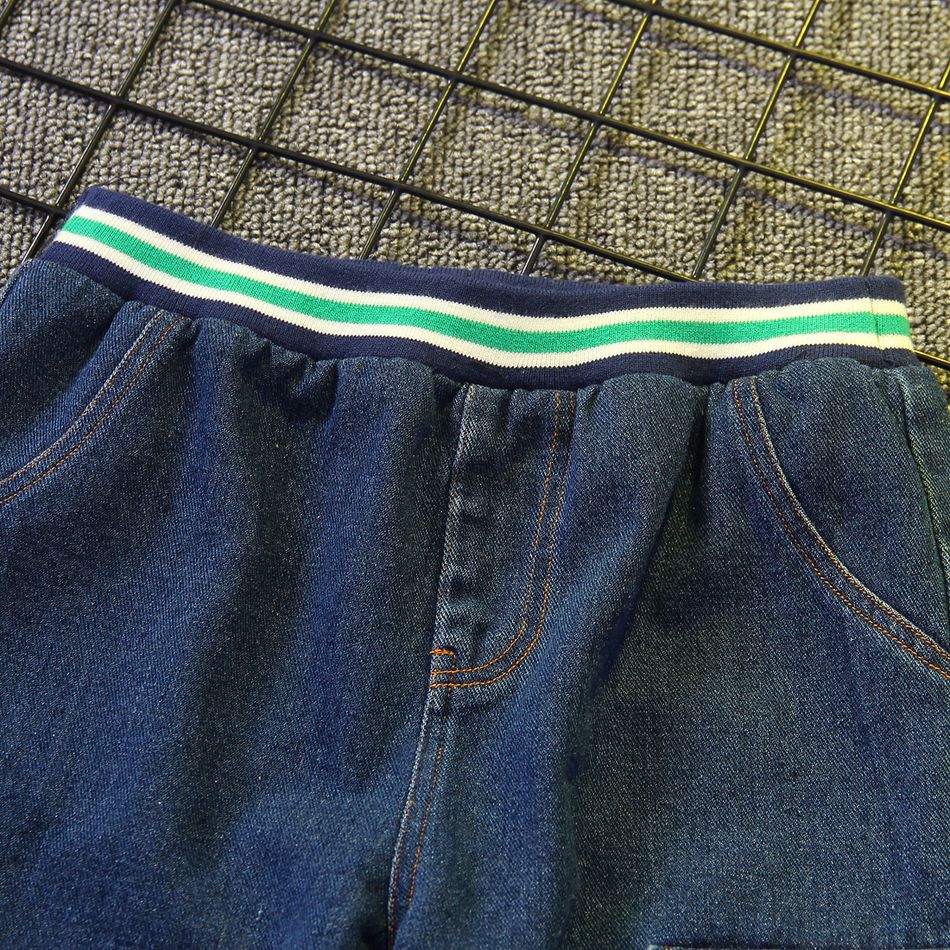Kid Boy Pocket Design Elasticized Denim Jeans Light Blue big image 3