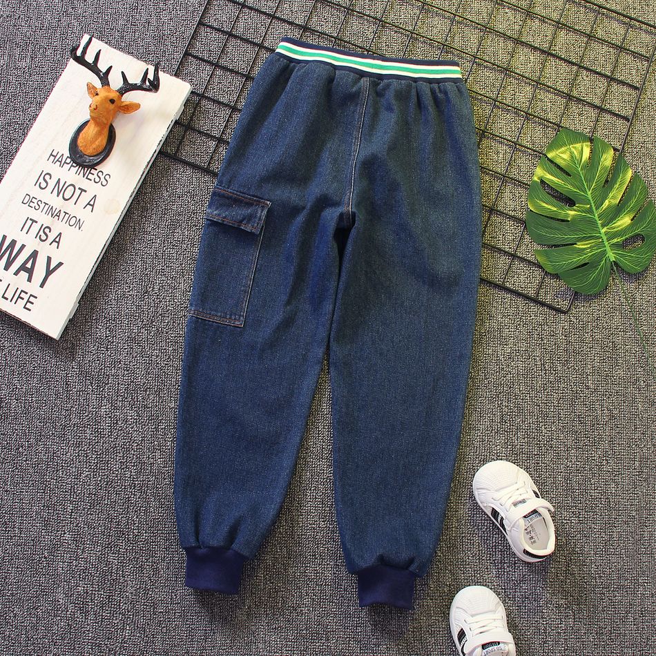 Kid Boy Pocket Design Elasticized Denim Jeans Light Blue big image 8