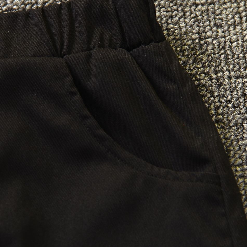 2pcs Kid Boy Colorblock Buckle Design Long-sleeve Shirt and Black Pants Set Green big image 9