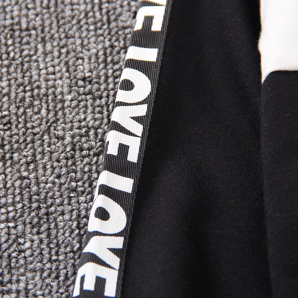 2pcs Toddler Boy Classic Plaid Splice Colorblock Sweatshirt and Pants Set Black big image 4