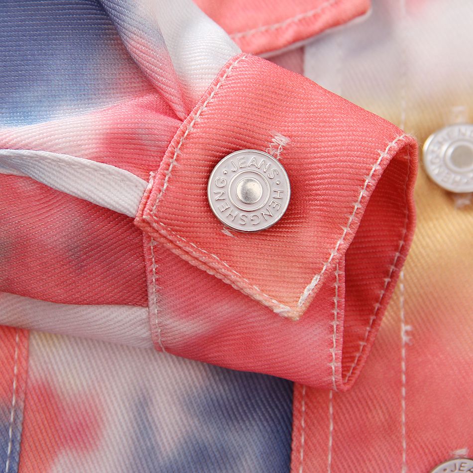 Baby Boy/Girl Tie Dye Long-sleeve Imitation Denim Jacket MultiColour big image 6