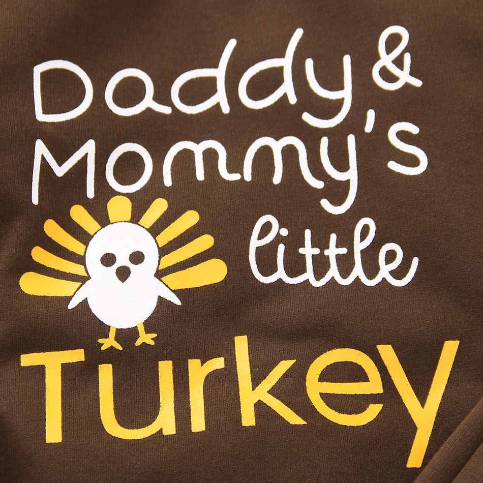 2pcs Toddler Boy Thanksgiving Faux-two Sweatshirt and Pants Set Brown big image 4