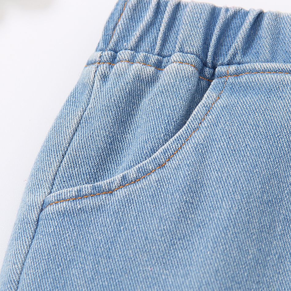Toddler Girl Trendy Ripped Denim Flared Jeans Blue big image 4