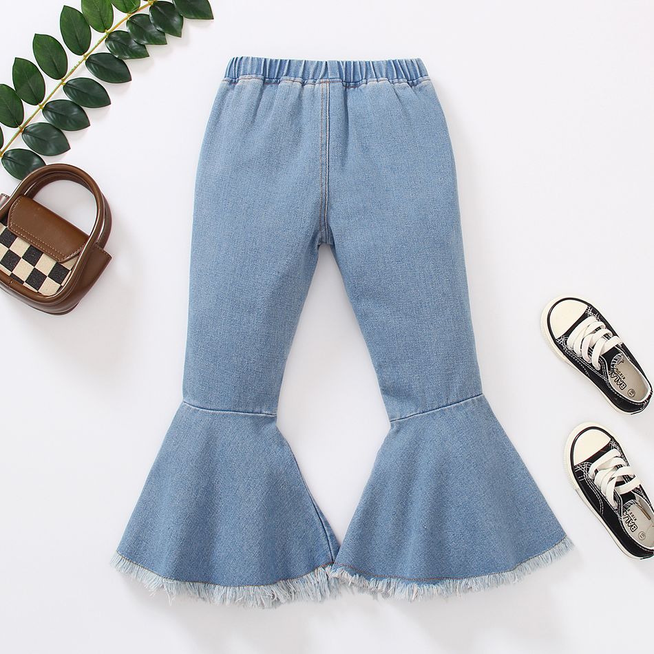 Toddler Girl Trendy Ripped Denim Flared Jeans Blue big image 2