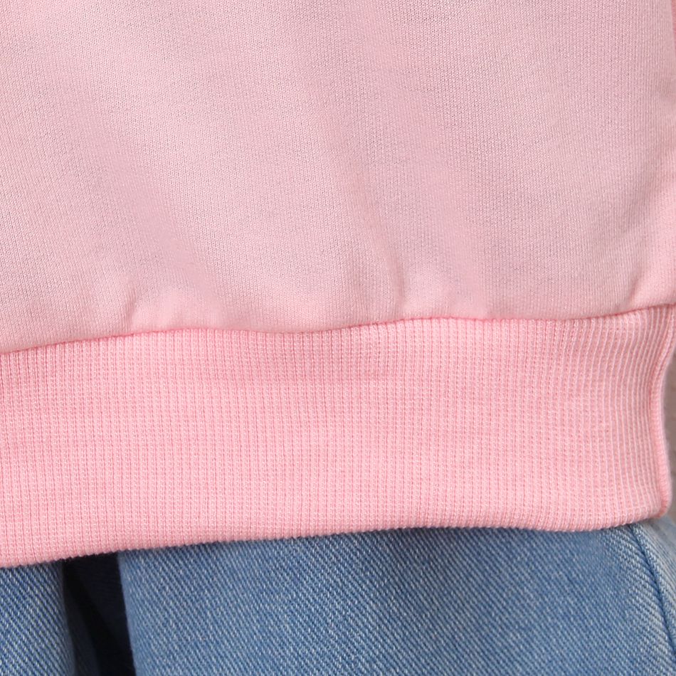 2pcs Toddler Girl Playful Denim Jeans and Unicorn Embroidered Sweatshirt Set Pink big image 6