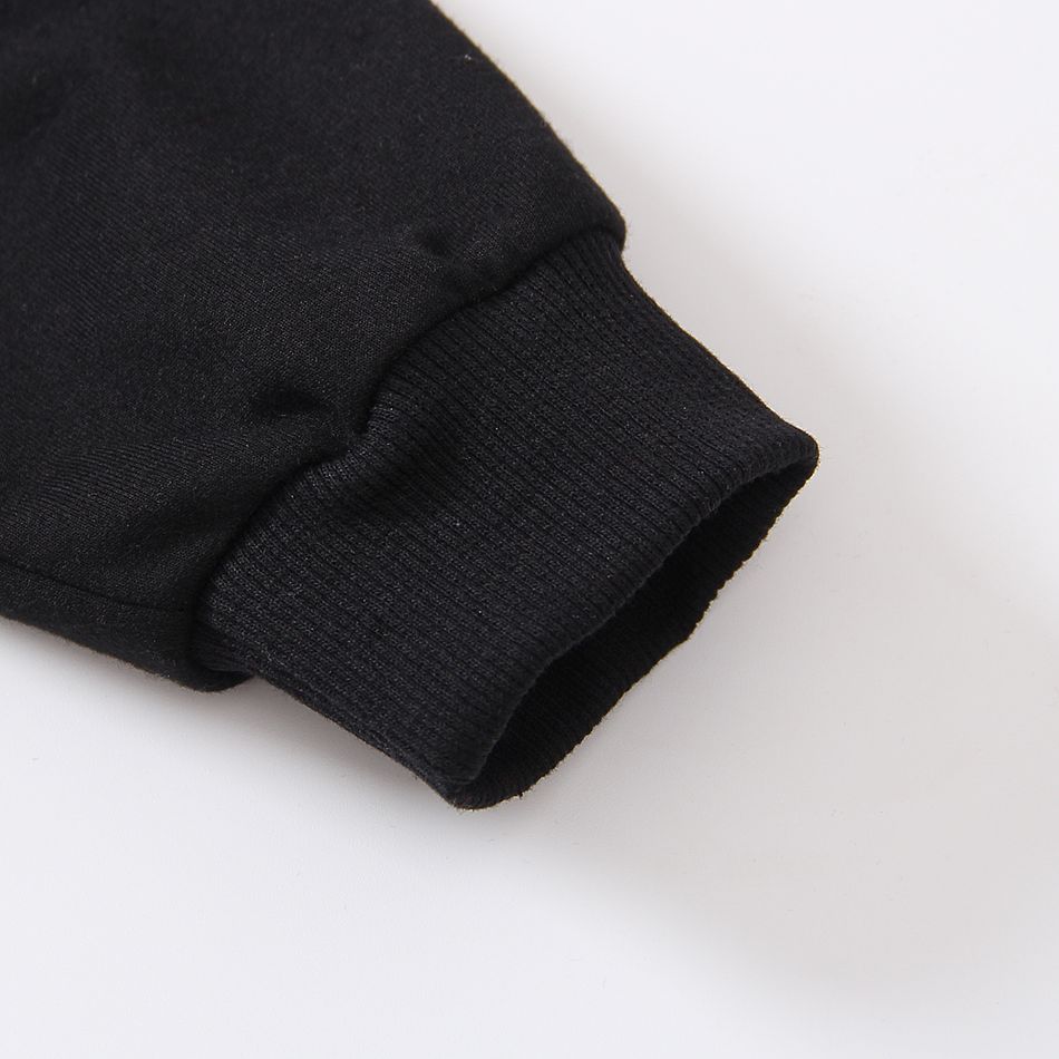2pcs Kid Boy Polo Sweatshirt and Cargo Pants Set Black big image 5