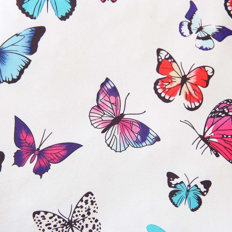 Toddler Girl Sweet Butterfly Print Flutter-sleeve Tee White big image 5
