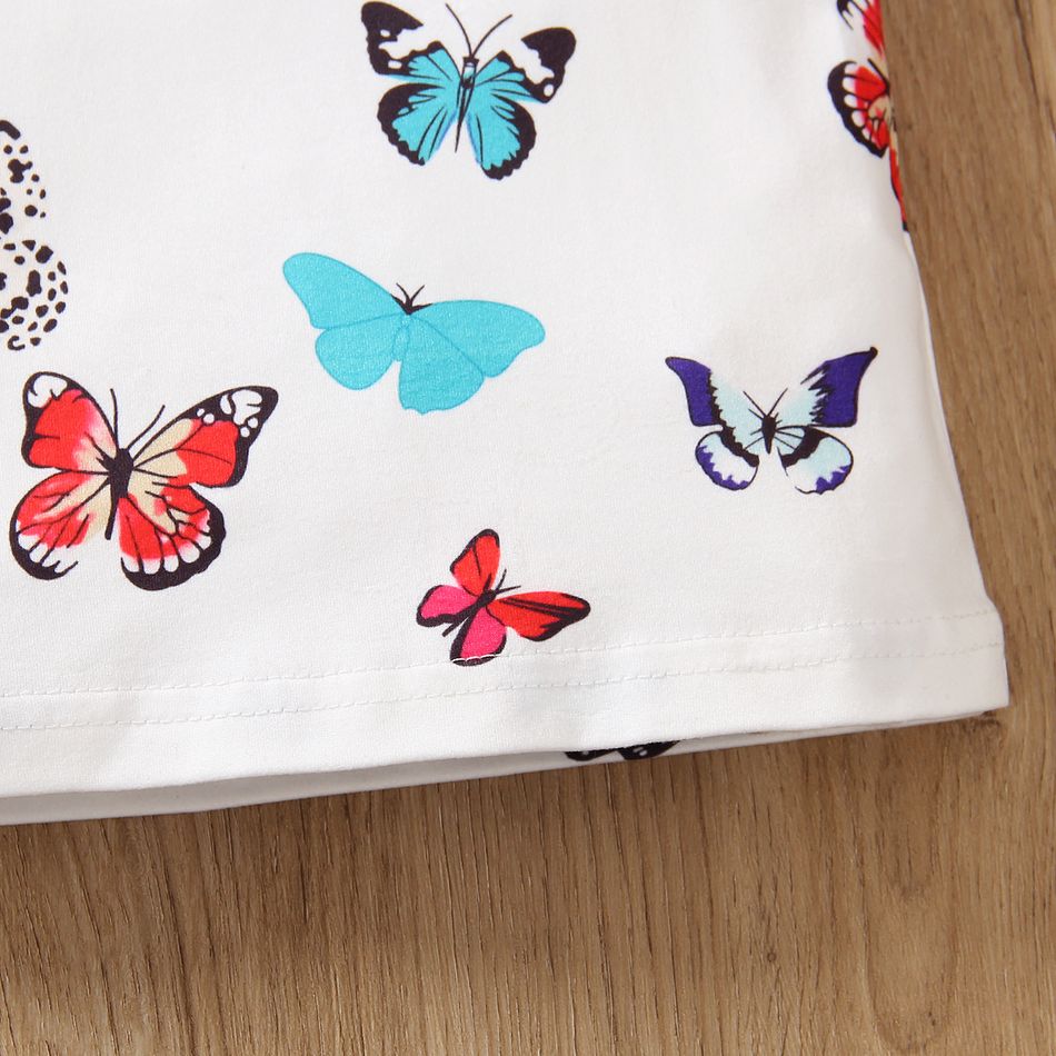 Toddler Girl Sweet Butterfly Print Flutter-sleeve Tee White big image 6