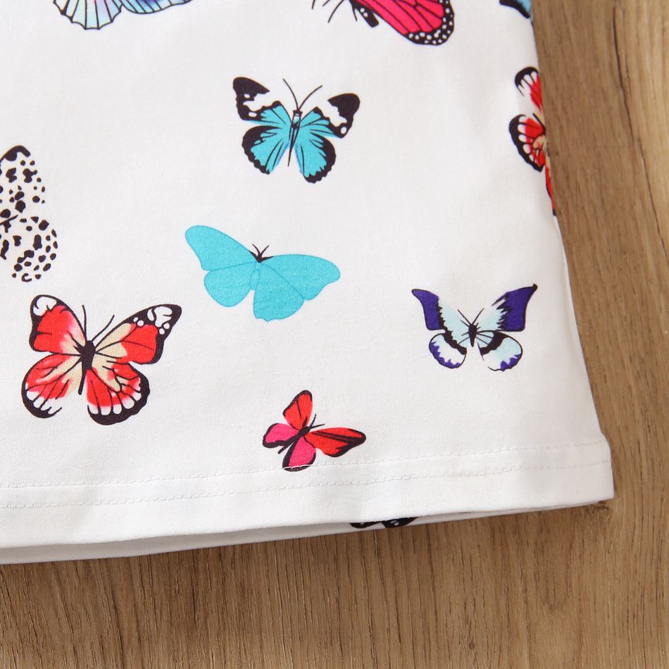 Toddler Girl Sweet Butterfly Print Flutter-sleeve Tee White