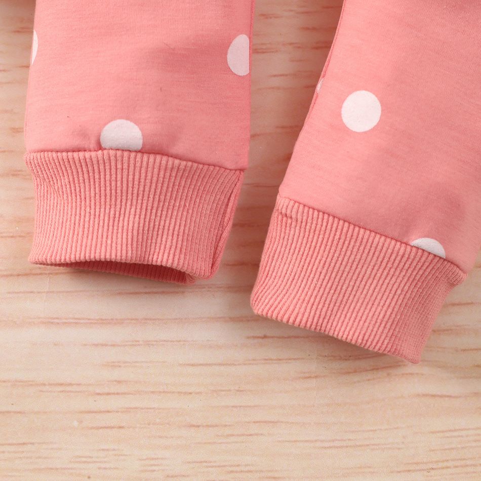 2pcs Baby All Over Polka Dots Long-sleeve Pullover and Trousers Set Pink big image 6