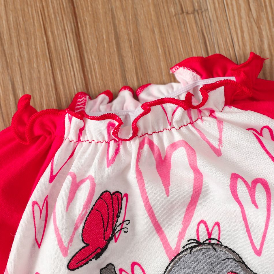 2 Stück Baby Mädchen Gekräuselter Saum Elefant Süß Baby-Overalls rot big image 3