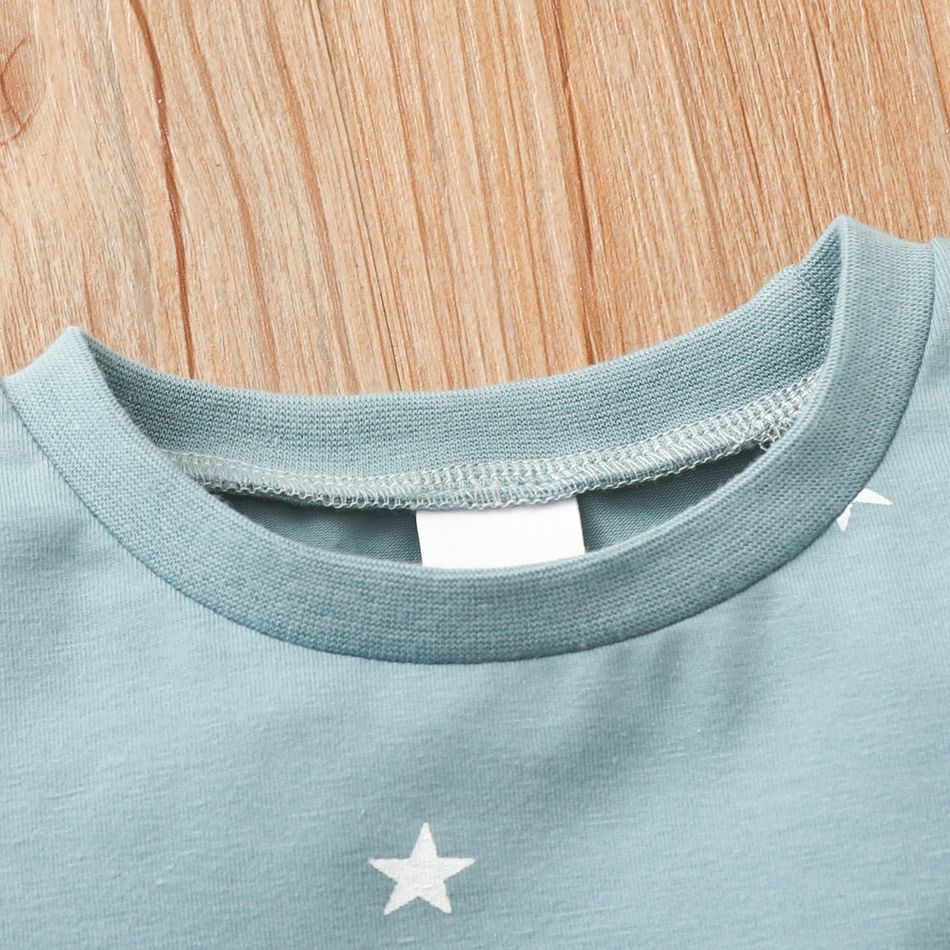 2pcs Baby Boy/Girl Stars/Dots Print Short-sleeve Tee and Shorts Set Bluish Grey big image 3
