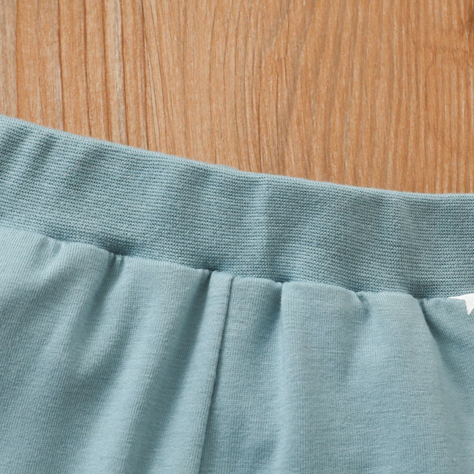 2pcs Baby Boy/Girl Stars/Dots Print Short-sleeve Tee and Shorts Set Bluish Grey big image 5