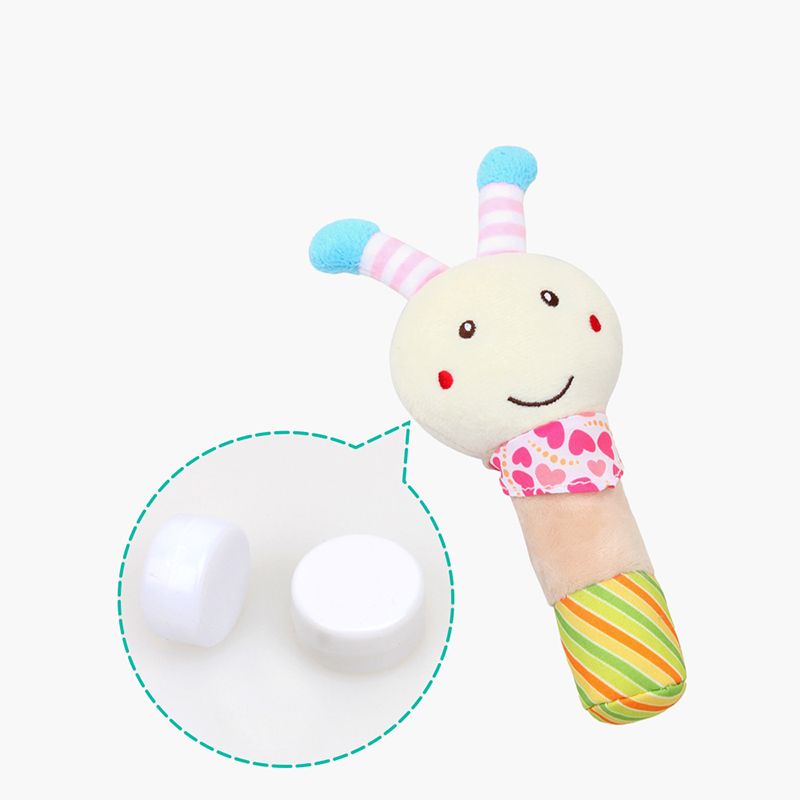 Baby Cartoon Animal Stuffed Hand Rattle with Sound Soft Plush Infant Developmental Hand Grip Toy Gift for Baby Girls Boys White big image 4