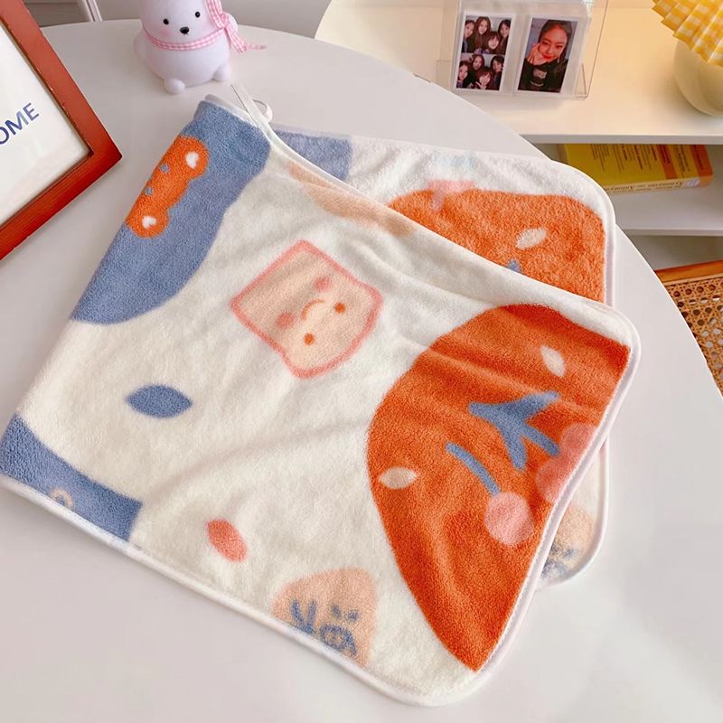 Baby Towel Cute Cartoon Hooded Coral Fleece Bath Towel Face Washing Water Absorption Towel Soft Household Bath Towel Orange